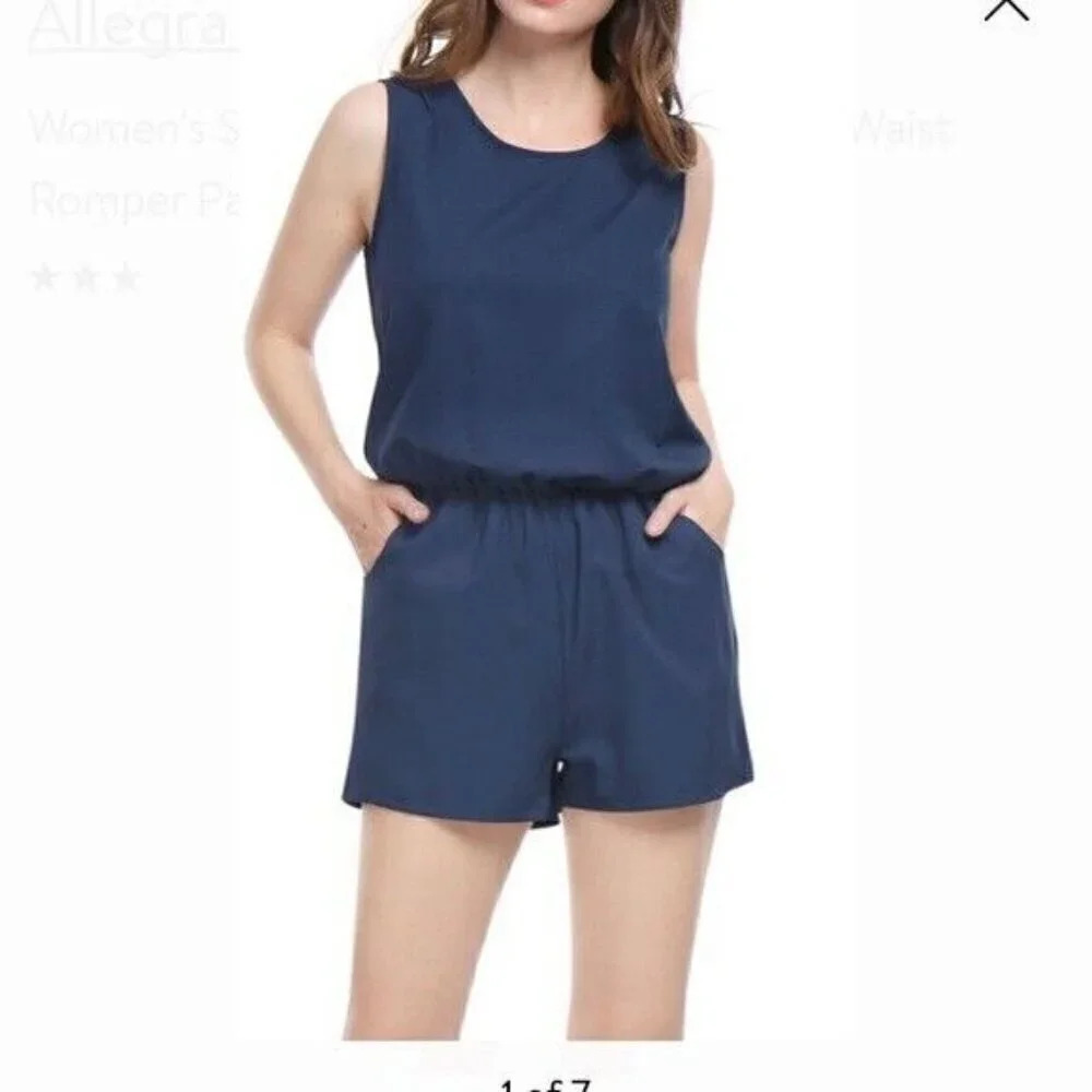 Alegra K Sleeveless Blue Shorts Romper sz Small